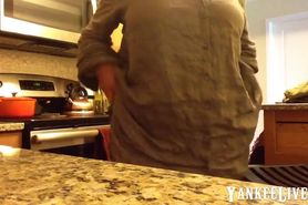 standing by my kitchen sink secretly masturbating