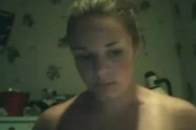 Blonde fingers and squirts in front of her webcam