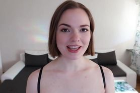 A girl try on lingerie