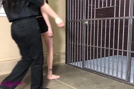 Blonde handcuffed in jail