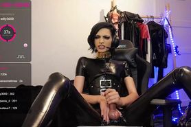 Exclusive Rubbered TS bring oneself off on Webcam Part2