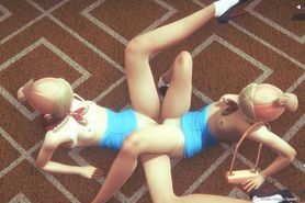 3D - two twins have lesbian and hetero fun