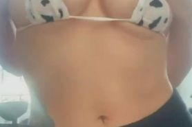 Flashing tits and rubbing pussy