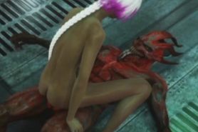 3D Cute Girl Destroyed by Aliens