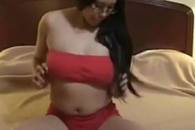 Nice asian lady with big tits and nipples masturbates