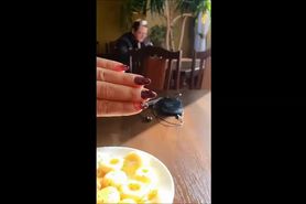 big tits in the restaurant