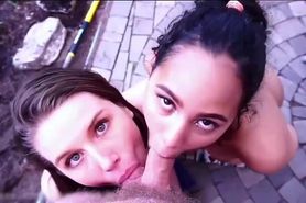 Double POV blowjob and hardcore outdoor anal pounding l