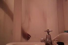 nudist Steves wanks off shower and cums