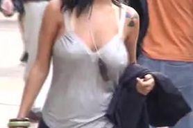 Busty Woman No Bra Long Nipples