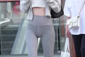 Beautiful asian exposing her thigh gap