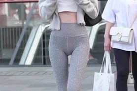 Beautiful asian exposing her thigh gap