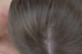 Skinny cock sucker blowing big cock in the car