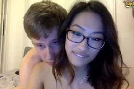 Nerdy asian teen cheats on her bf with her ex