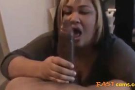 Chubby CHINESE blowing LONG BLACK COCK