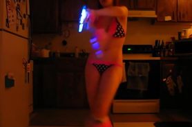 Gogo Dancing in Bikini with Glow Sticks