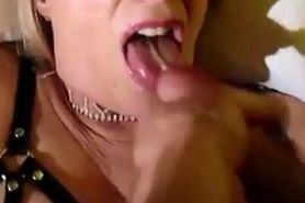 Beth swallows a massive load of cum
