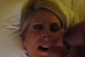 Cumslut Beth gets a facial takes a load of cum to her f