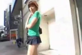 Japanese woman in Tokyo wearing micro skirt