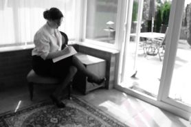 strips and masturbates