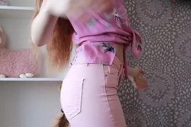 Cute Pink Jeans Striptease