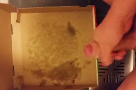 Cumming all over empty pizza box