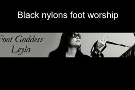 Goddess Leyla Black Nylon Foot Worship