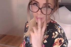 Busty Babe with Glasses fingering and bending over