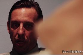 Hot brunette fucked on a desk