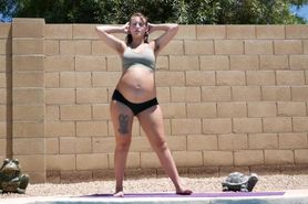 Indica Monroe - Pregnant Yoga Cumming Poolside
