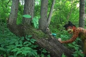 Bodypainted Asian Cat HUmps Tree