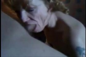 Grandma with a wrinkled face sucks dick and drinks cum