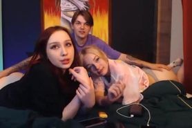 Two horny teen babe blonde and redhead get pounded hard