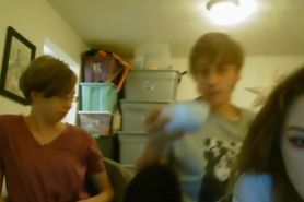 Short hair babe with glasses and her friend get pounded