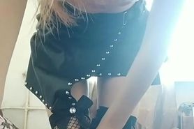 Black Leather Skirt Striptease