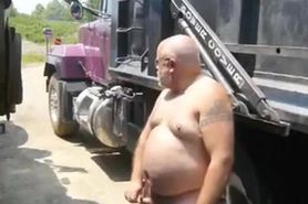 a man wanking and cum outside