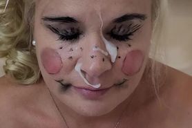 a milf get cum on face