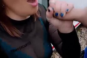 Horny France MILF get fucked outdoor squirt and get fac