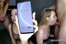 Hardcore swapping foursome with facials for both teen w