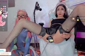 Outstanding Latina Tgirls sharing fucking machine Part 