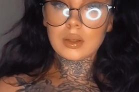 UK Tattooed teen chav spitting on her tits on onlyfans