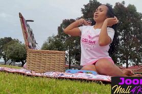 Perfect picnic with romantic Asian teen with beautiful 