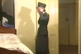 Army Girl in Uniform Comes Home Horny