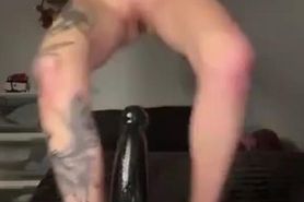 Anal with a huge dildo
