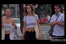 Braless girls goading men in public