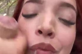 Horny Italian slut get facial after hard outdoor poundi