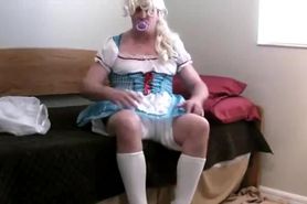 ABDL Diapered sissy Peter Went in pretty blue dress