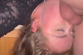 She takes a throat fuck