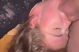 She takes a throat fuck