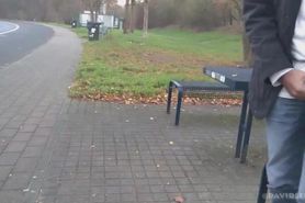 German daddy playing in rest area