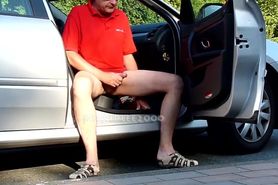 German daddy wanking on the road